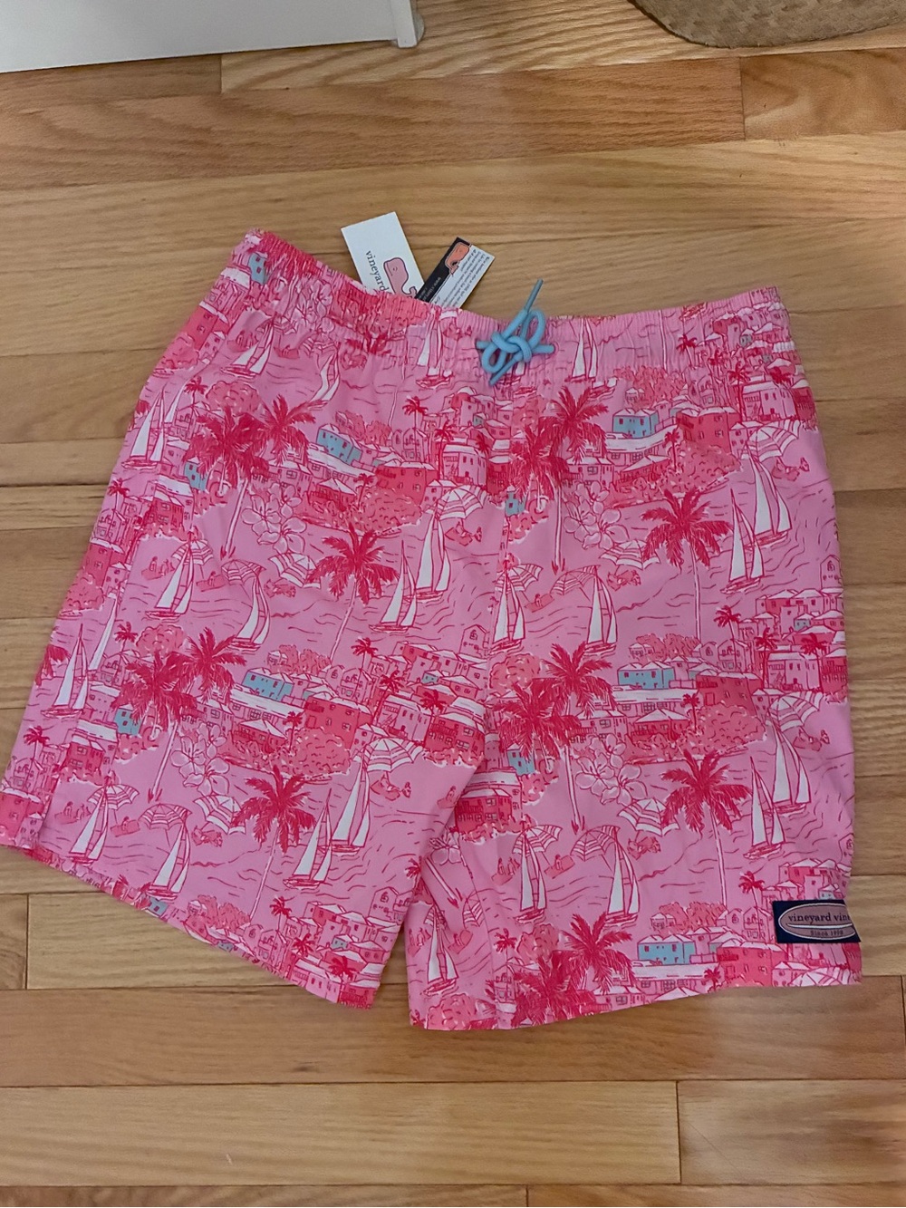 Vineyard Vines Pink Coastal Print Swim Shorts
